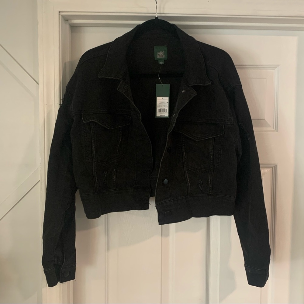 NWT distressed black jean jacket